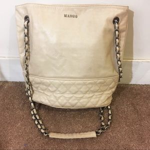 Beige Mango Quilted Tote Bag